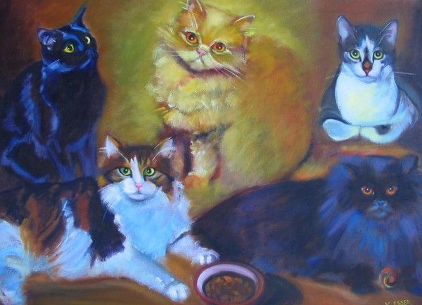 Chats et chiens peints ou illustrés