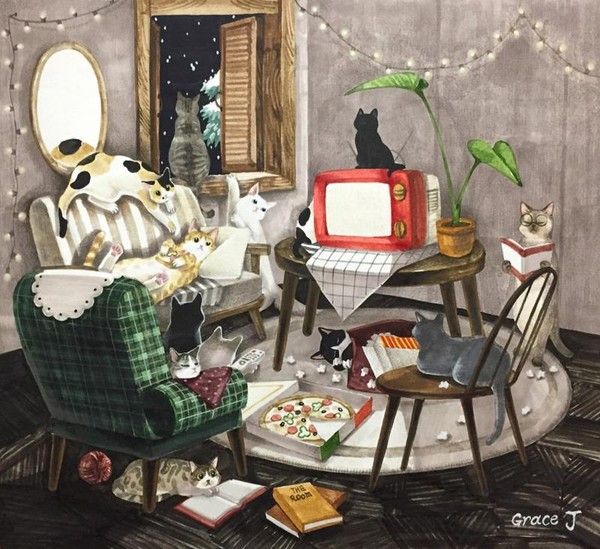 35-Illustrations artistes coreens avec animaux (G.J)
