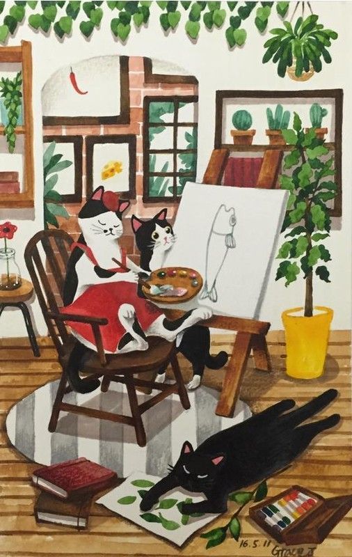 35-Illustrations artistes coreens avec animaux (G.J)