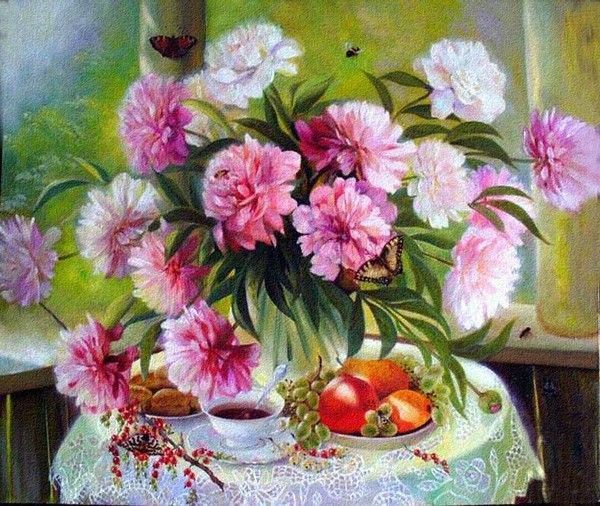 Fleurs fruits jardins en peintures