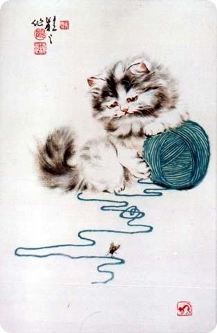 Art asiatique   serie  2  ( chats  )     G.Y 