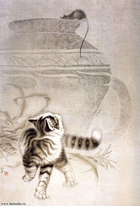 Art asiatique   serie  2  ( chats  )     X.S 