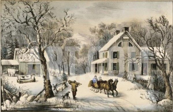 art classique  animaux et paysages  ( hiver) L.N