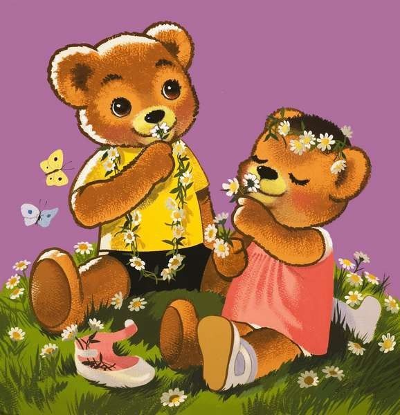 Mignonnes illustrations Teddy bear et Jolly dog