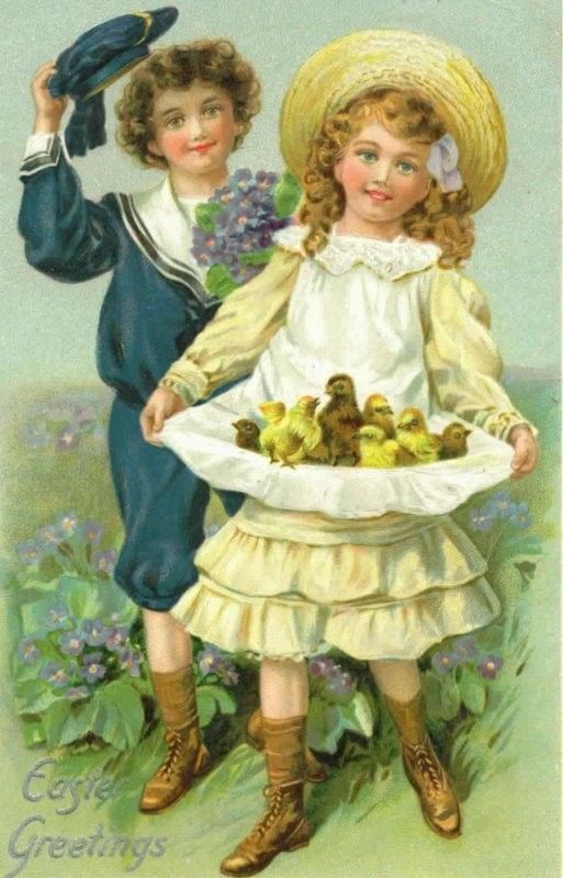 cartes vintage  ( st Valentin et Pâques )   Pâques