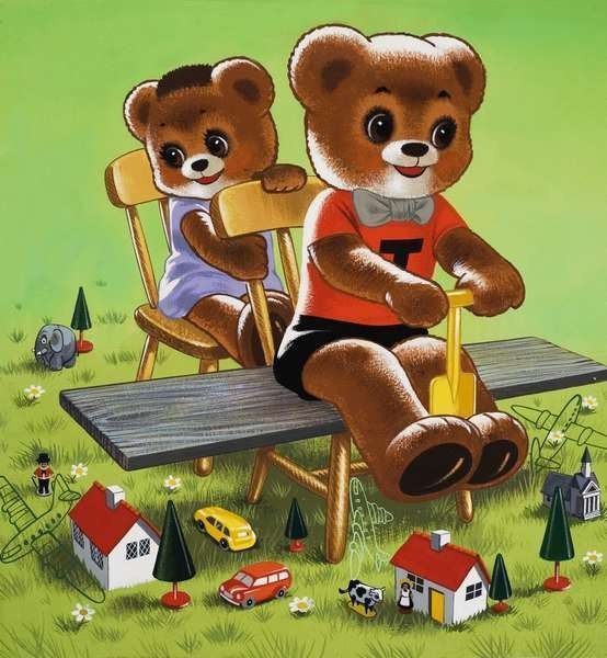 Mignonnes illustrations Teddy bear et Jolly dog