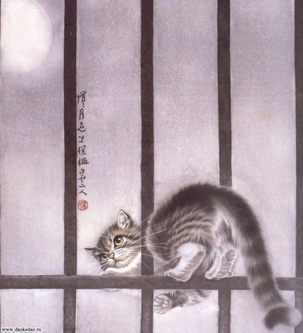 Art asiatique   serie  2  ( chats  )     X.S 