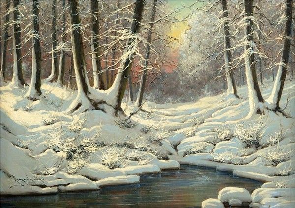 art classique  animaux et paysages  ( hiver) L.N