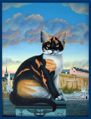 Beaux tableaux de Bernard Vercruyce  ( chats ) 