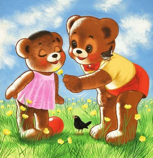 Mignonnes illustrations Teddy bear et Jolly dog