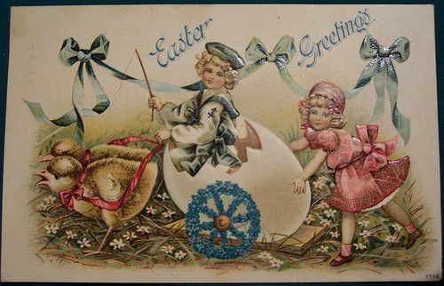 cartes vintage  ( st Valentin et Pâques )   Pâques