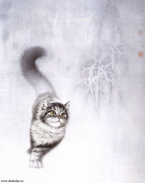 Art asiatique   serie  2  ( chats  )     X.S 