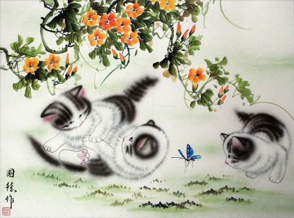 Art asiatique   serie  2  (chats  )   