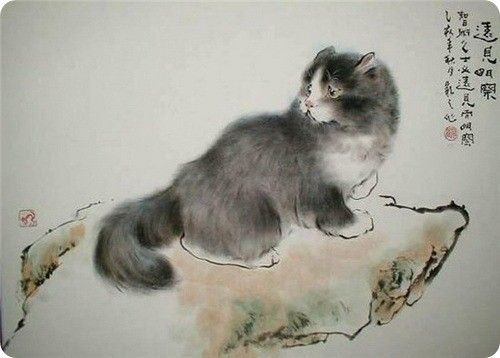 Art asiatique   serie  2  ( chats  )     G.Y 