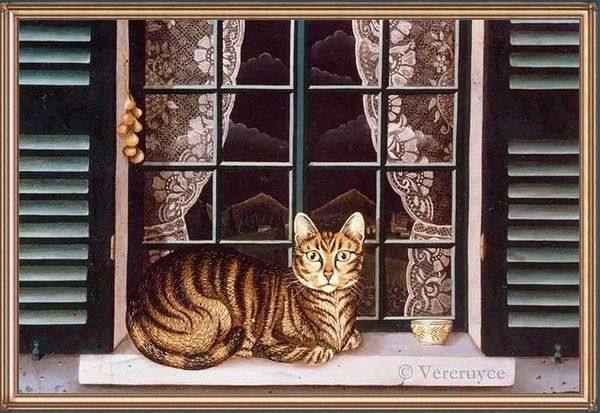 Beaux tableaux de Bernard Vercruyce  ( chats)