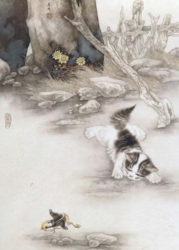 Art asiatique   serie  2  (chats  )   M.C