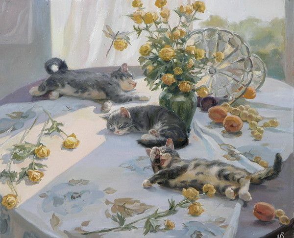 chats en peintures ( serie A )  ( S.N )