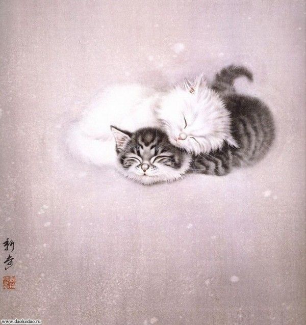 Art asiatique   serie  2  ( chats  )     X.S 