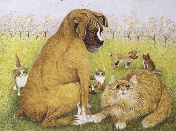 Chats ou chiens en illustrations
