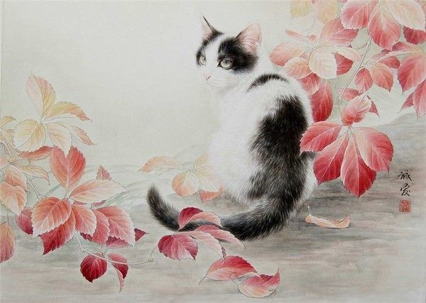 14-chats en peinture serie A ( X.C)