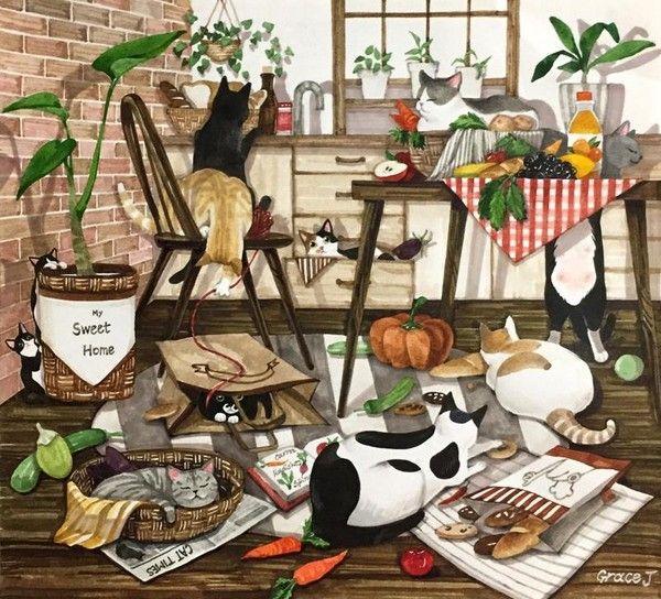 35-Illustrations artistes coreens avec animaux (G.J)