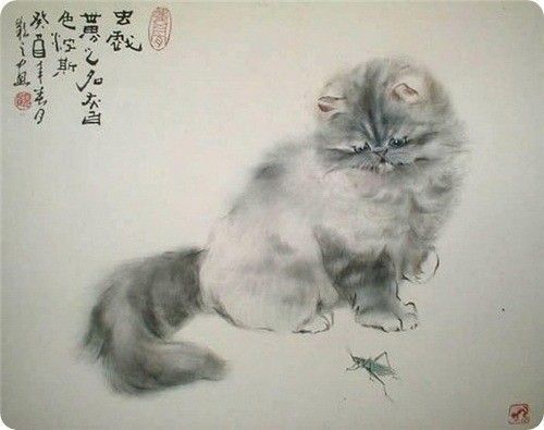 Art asiatique   serie  2  ( chats  )     G.Y 