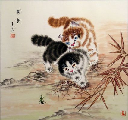 Art asiatique   serie  2  (chats  )   