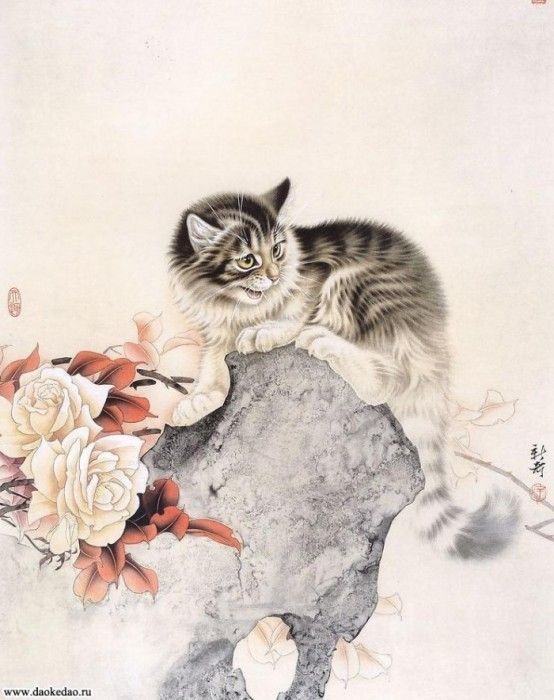 Art asiatique   serie  2  ( chats  )     X.S 