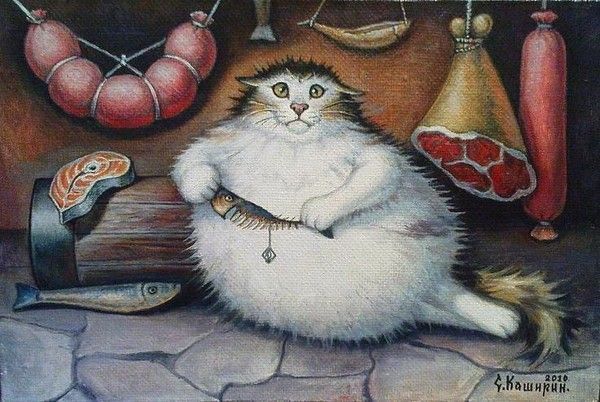 14-chats en peintures serie A  (  S. K )