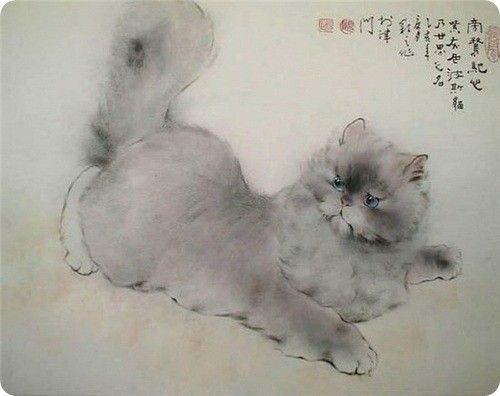 Art asiatique   serie  2  ( chats  )     G.Y 